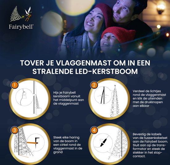 Fairybell 12m Kerstboom met 4000 LED – Warm Wit – Buitenverlichting