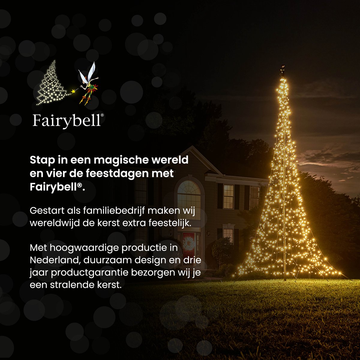 Fairybell 12m Kerstboom met 4000 LED – Warm Wit – Buitenverlichting