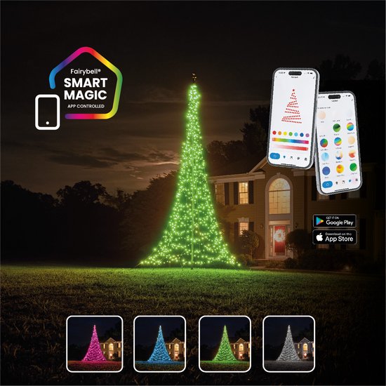 Fairybell Smart Magic Vlaggenmast Kerstboom – 400cm– RGBW LED