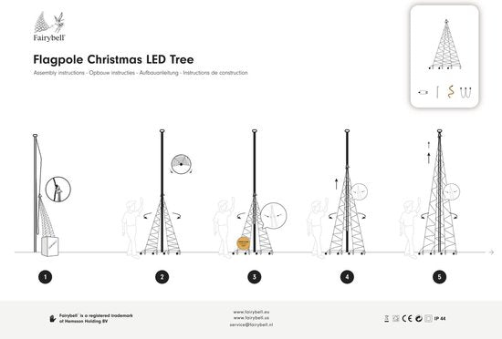 Fairybell® Vlaggenmast Kerstboom 6 Meter – 1200 LED Warm Wit – Buitenverlichting