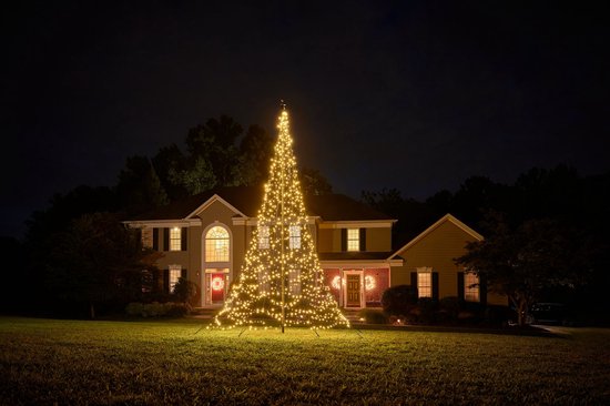 Fairybell® Vlaggenmast Kerstboom 6 Meter – 1200 LED Warm Wit – Buitenverlichting