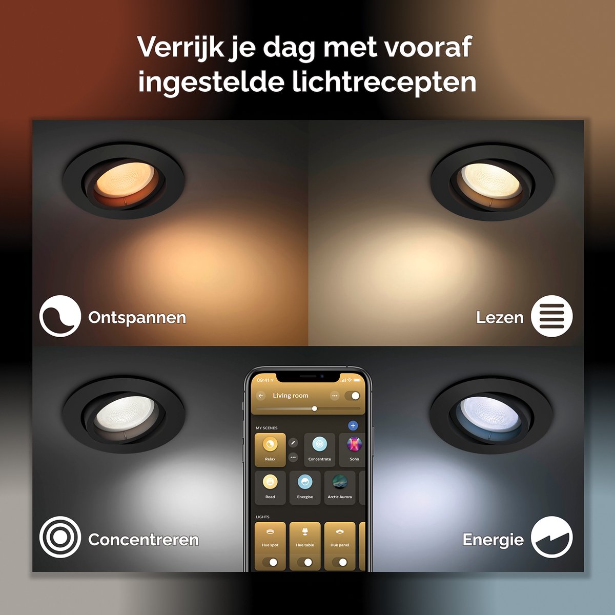 Philips Hue Centura holofote embutido - Branco e Color Ambiance - pacote com 3 - preto - redondo - Bluetooth