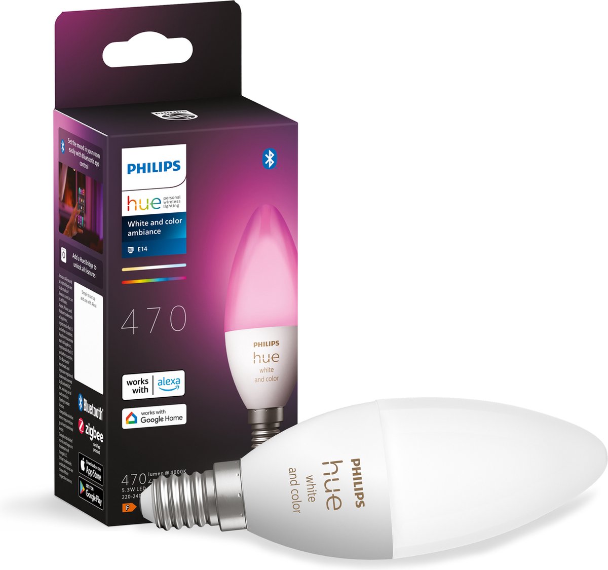Philips Hue Candle Lamp Fuente de luz E14 - luz blanca y de color - 5,2 W - Bluetooth