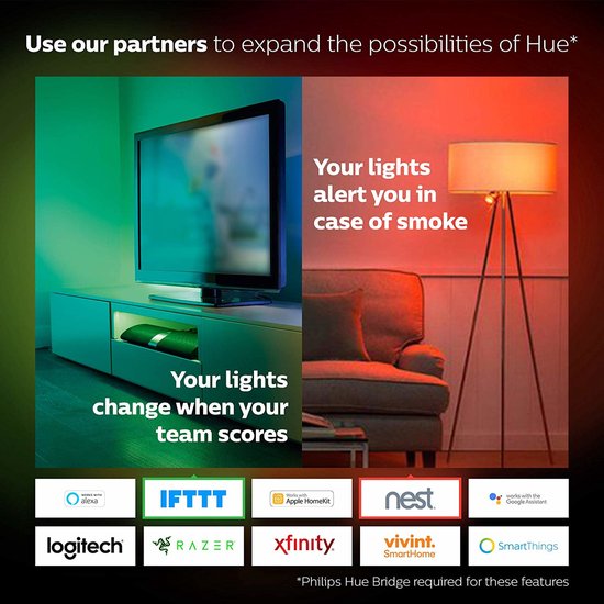 Philips Hue starter pack E27 Fonte de luz com ponte e 1 x interruptor dimmer - ambiente branco e colorido - 2 x 9 W - Bluetooth