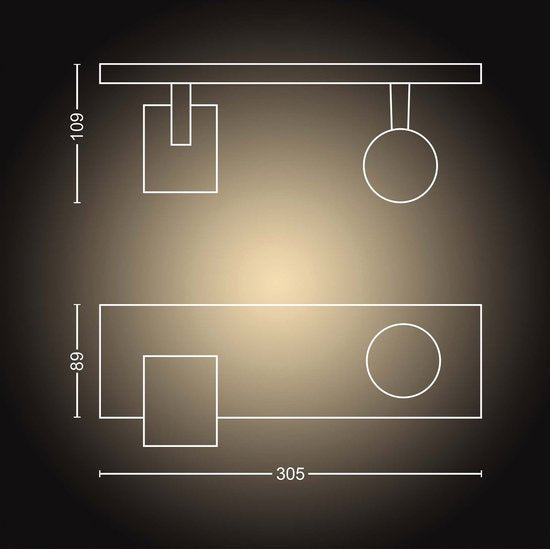 Philips Hue Runner holofote de superfície - luz branca quente a fria - 2 focos - preto - 1 interruptor dimmer - GU10