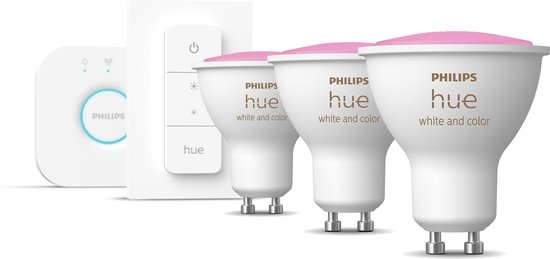 Kit de démarrage Philips Hue - lumière blanche et colorée - 3 ampoules - GU10 - 1 variateur de lumière