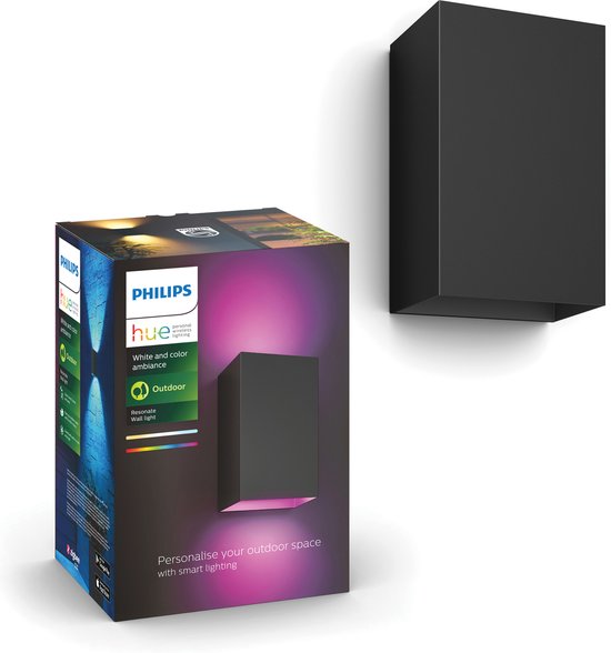 Luminária de parede Philips Hue Resonate - luz branca e colorida - preta