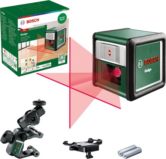 Bosch Quigo III - Kreuzlinienlaser - Inkl. Universalklemme MM2 - Adapterplatte - Batterien