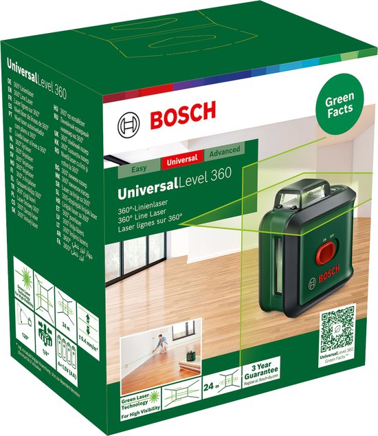 Bosch UniversalLevel 360 - 360° Kruislijnlaser - Inclusief Opbergetui en Batterijen