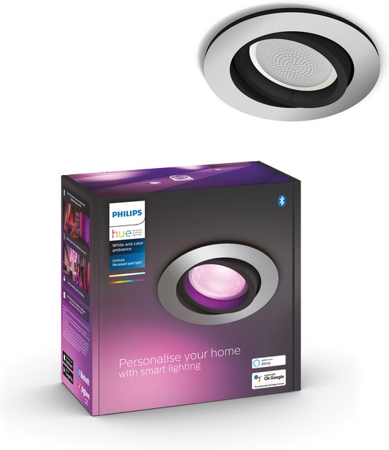 Philips Hue Centura Inbouwspot - wit en gekleurd licht - GU10 - Aluminium - 6W - Rond - Bluetooth