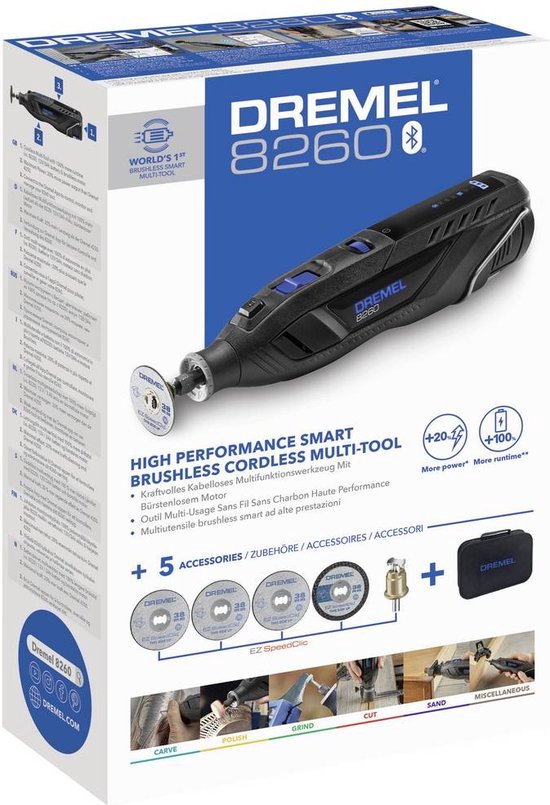 Dremel 8260 Multitool - With battery and charger - Incl. accessories