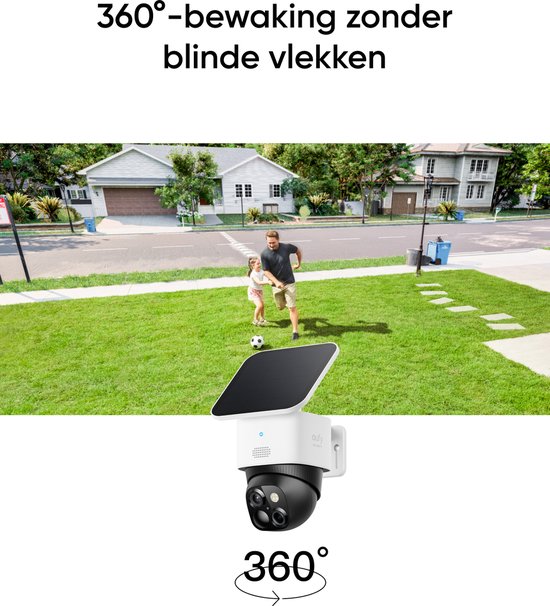 eufy Security S340 Solocamera – SoloCam - Draadloze 3K beveiligingscamera voor buiten met dual-lens, 360° dekking, geïntegreerd zonnepaneel, AI-bewegingsdetectie, compatibel met Alexa en Google Assistant