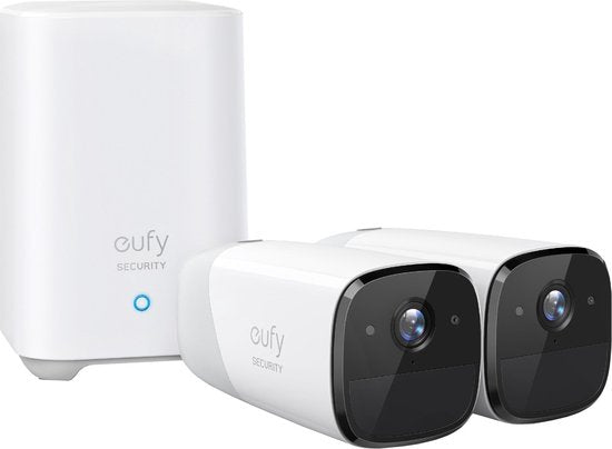 Eufy Cam 2 Pro 2K Wireless Security Set - Inclut Homebase et 2 caméras - Blanc