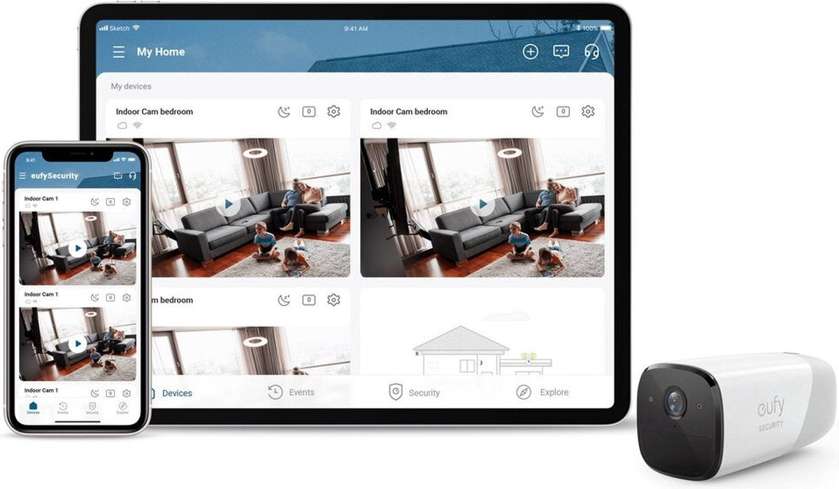 Eufy Cam 2 Pro 2K Wireless Security Set - Inclut Homebase et 2 caméras - Blanc