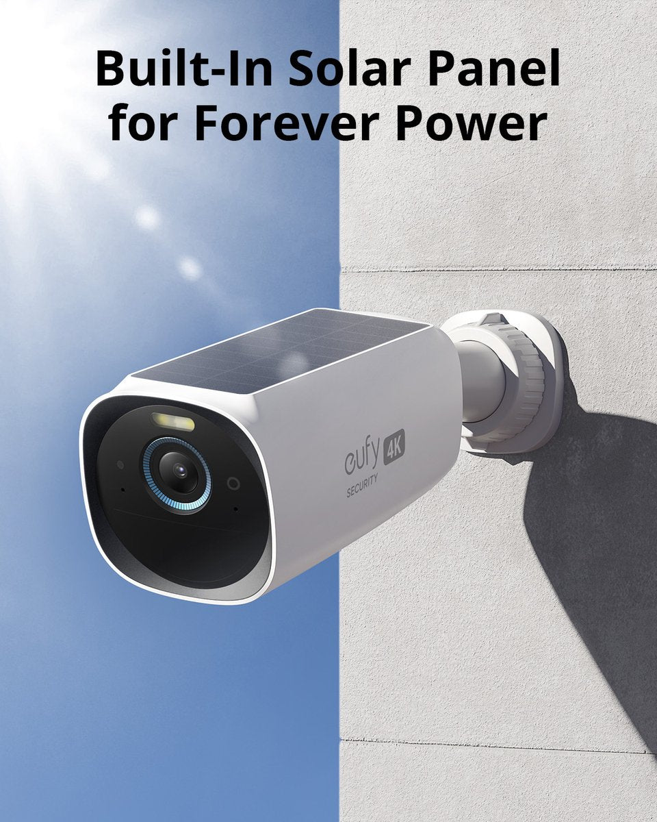 Eufy Security eufyCam 3 Expansion Camera - 4K Resolution - Integrated Solar Panel - Color Night Vision - Wireless - IP67