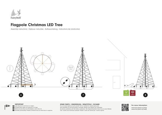 Fairybell® 6 Meter Vlaggenmast Kerstboom – 900 LED Warm Wit – Buitenverlichting