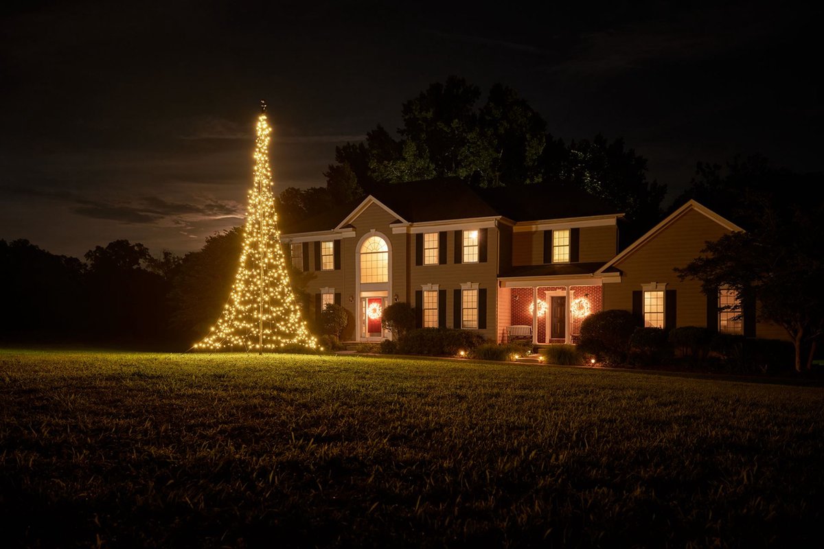 Fairybell® 6 Meter Vlaggenmast Kerstboom – 900 LED Warm Wit – Buitenverlichting