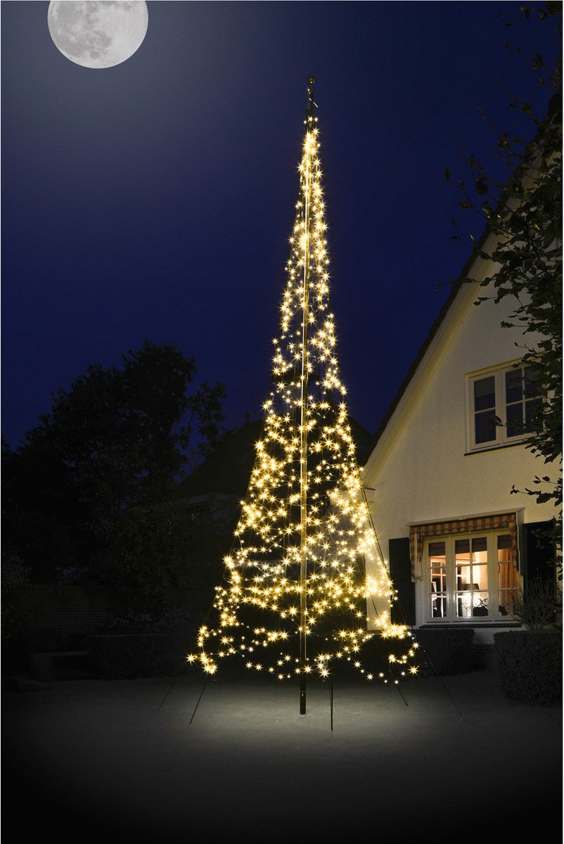 Fairybell® 6 Meter Vlaggenmast Kerstboom – 900 LED Warm Wit – Buitenverlichting