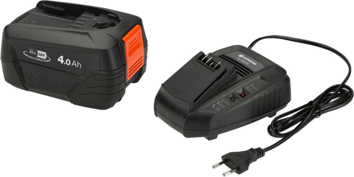 GARDENA Starter Set Ferramenta Bateria e Carregador - P4A QC + 1x 4.0Ah