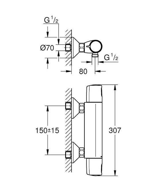 GROHE Precision Trend Nouveau robinet de douche thermostatique