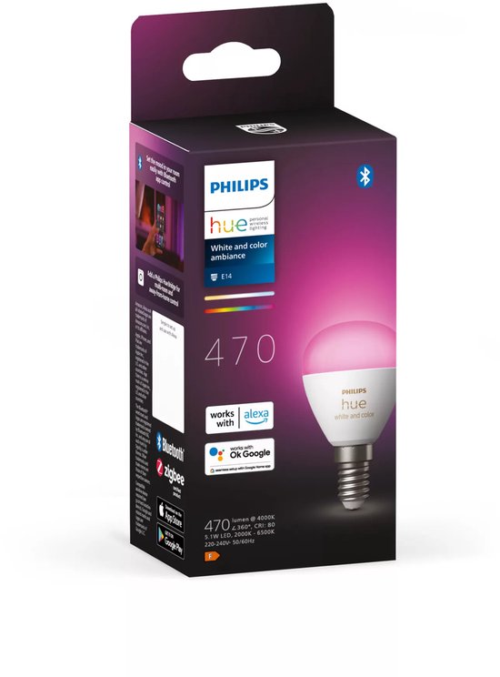 Philips Hue kogellamp - wit en gekleurd licht - 1-pack - E14