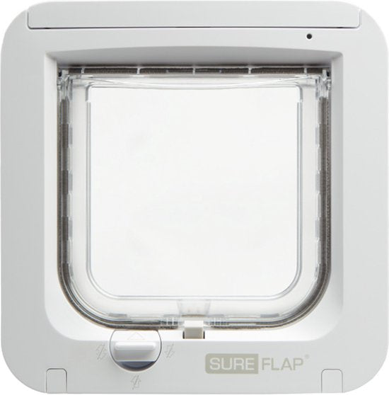 SureFlap Microchip Kattenluik – Grijs/Wit | Automatisch kattenluik met chipherkenning