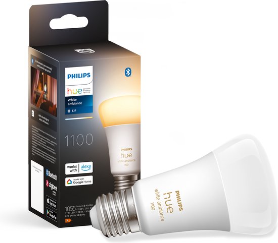 Philips Hue lampe standard E27 Source lumineuse - lumière blanche chaude à froide - 1 lot - 1100lm - Bluetooth