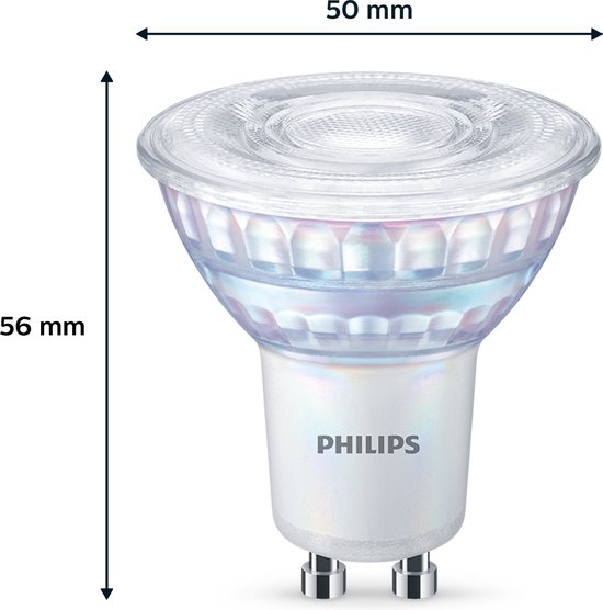 Philips LED Spot de baixo consumo de energia - 50 W - GU10 - Luz branca quente regulável - 6 peças