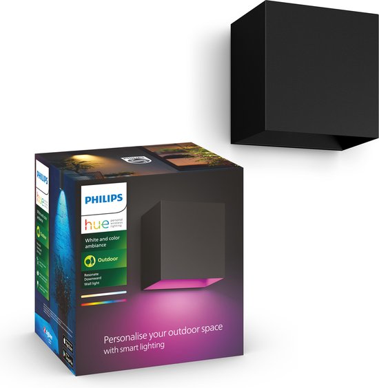 Philips Hue Resonate Down - applique murale - lumière blanche et colorée - noir