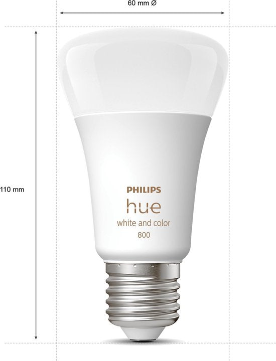 Philips hue E 27 Duopack - wit en gekleurd licht - 6.5W - Bluetooth - 2 Stuks