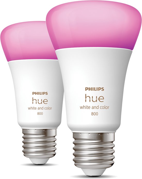 Philips hue E 27 Duopack - wit en gekleurd licht - 6.5W - Bluetooth - 2 Stuks