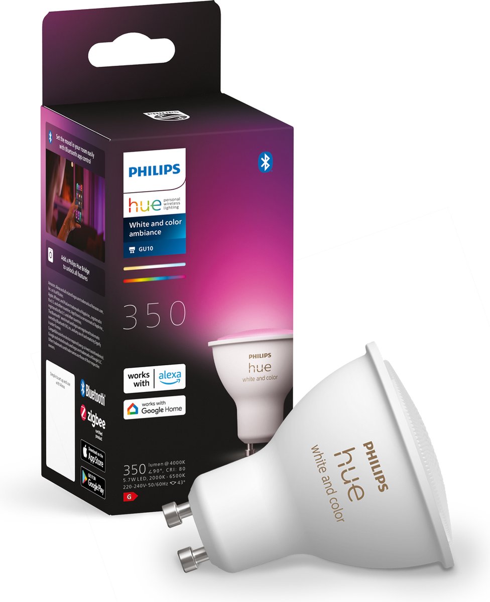 Philips Hue Smart Light Source GU10 Spot - luz branca e colorida - 5,7 W - Bluetooth