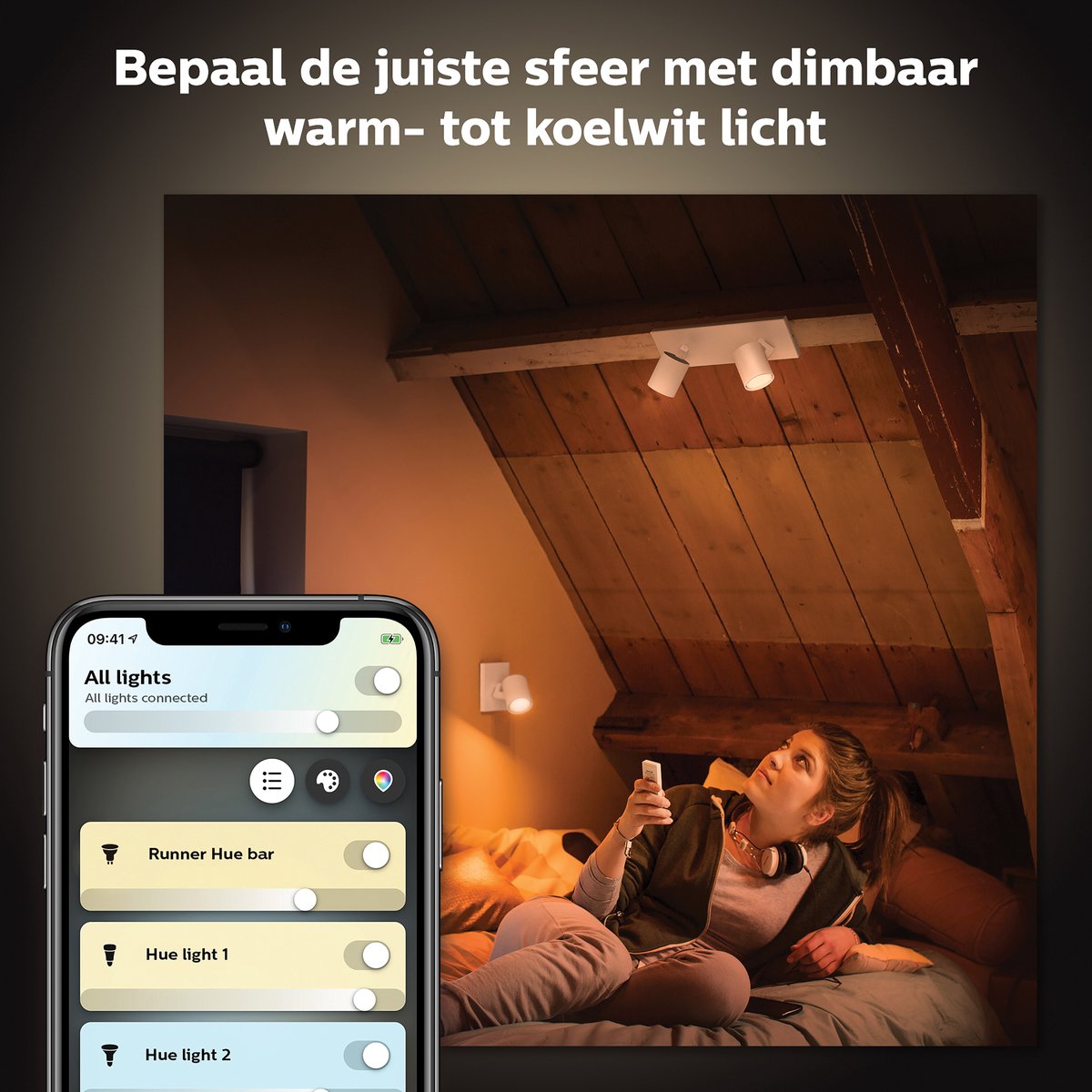 Philips Hue Runner spot de surface - lumière blanche chaude à froide - 2 points - blanc - 1 variateur de lumière