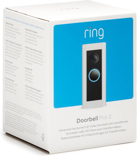 Ring Video Doorbell Pro 2 - Con cable - 1536p HD+ video - Plata