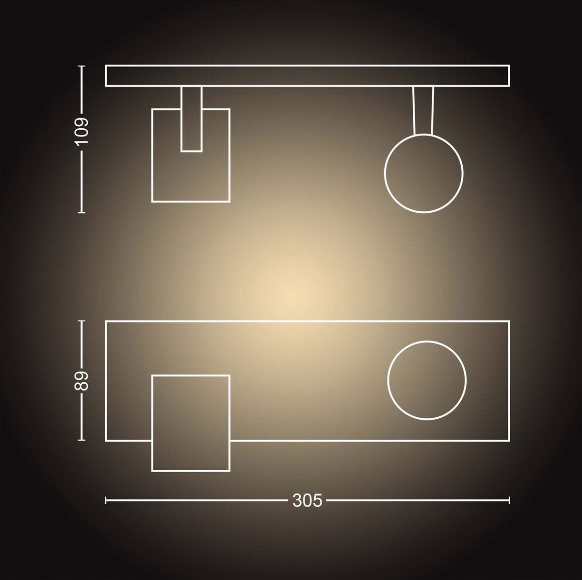 Philips Hue White Ambiance Runner Dubbele Spot β Zwart