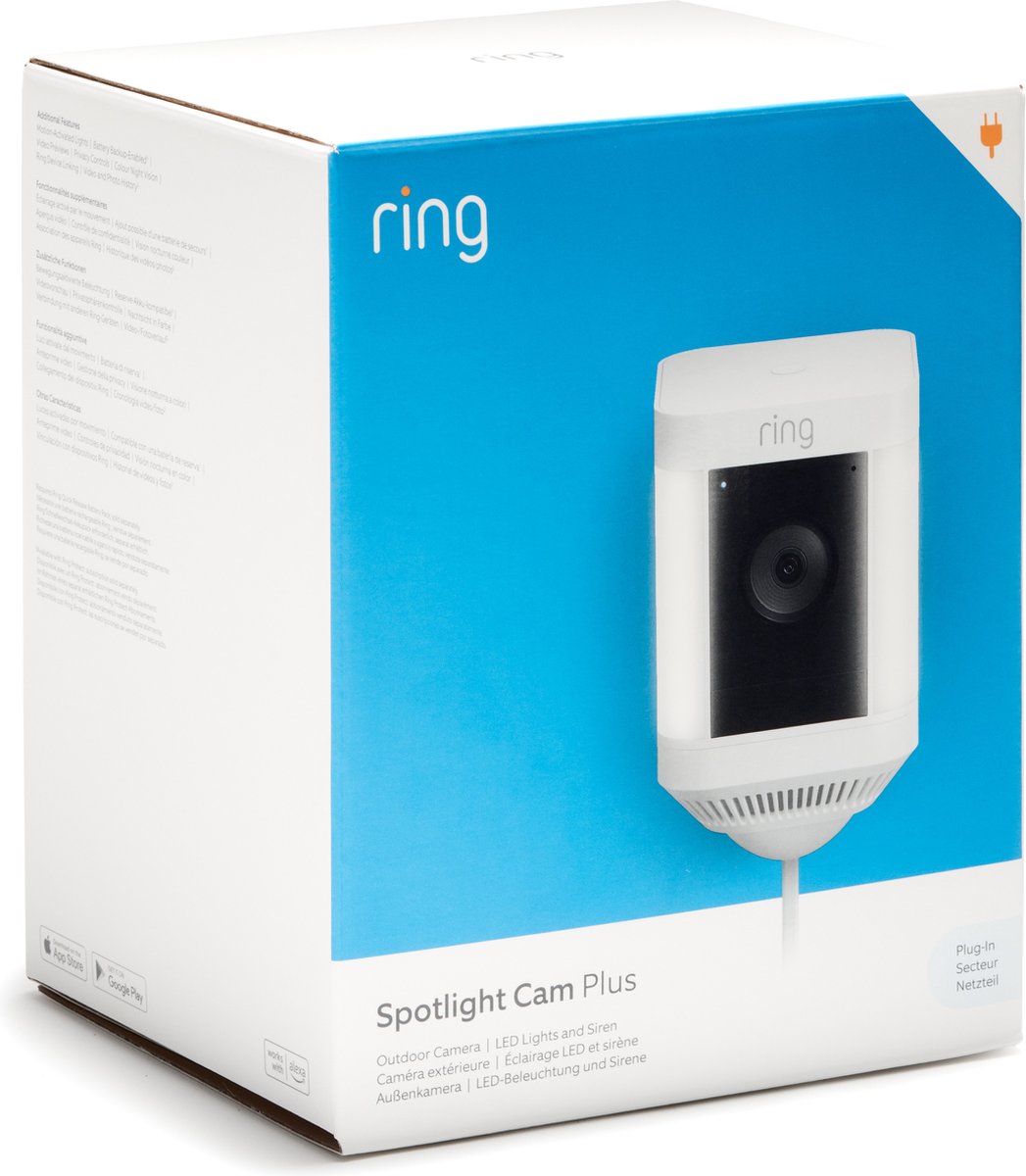 Ring Spotlight Cam Plus - Plug-In -Battery- Security Camera - White