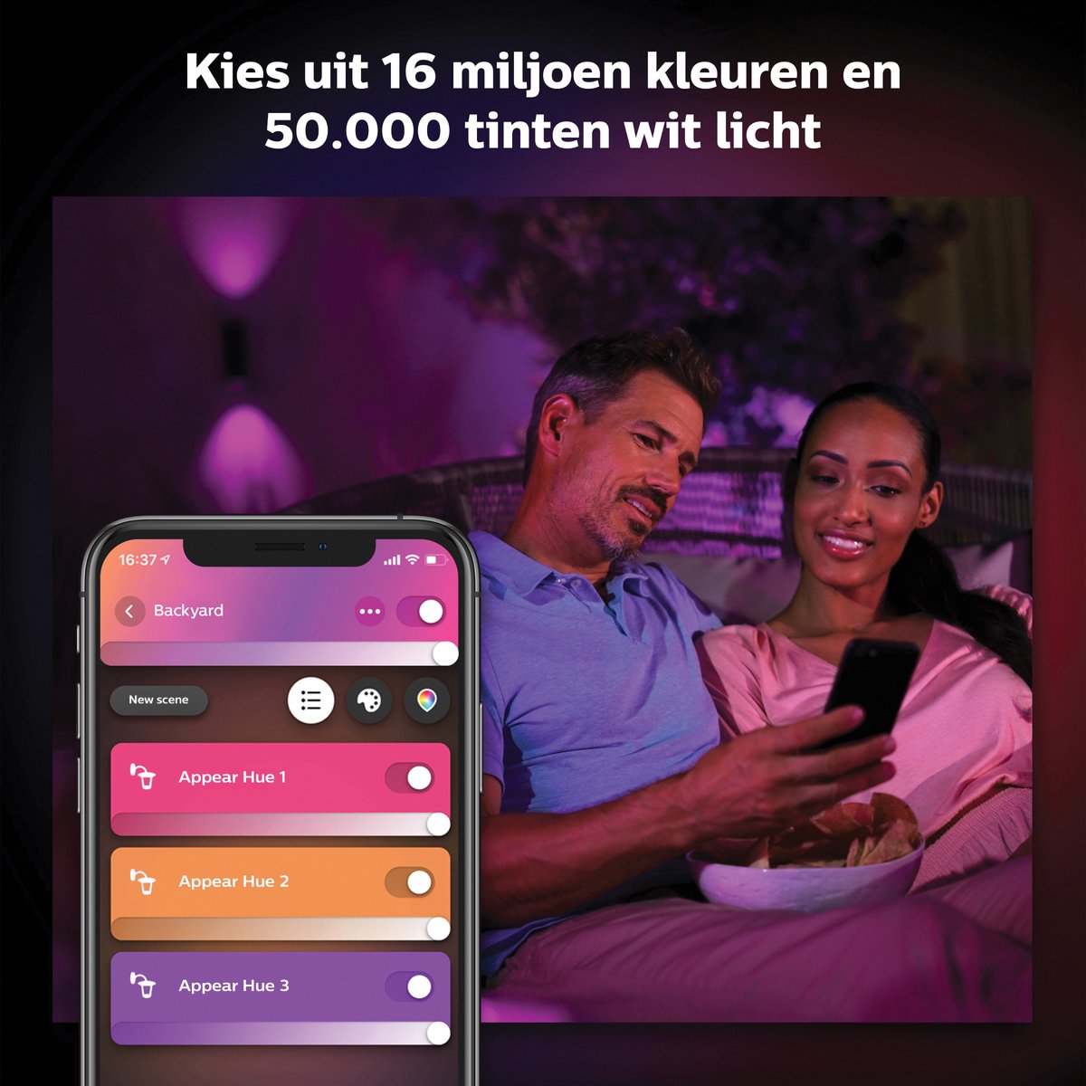 Luminária de parede Philips Hue Appear - luz branca e colorida - preta