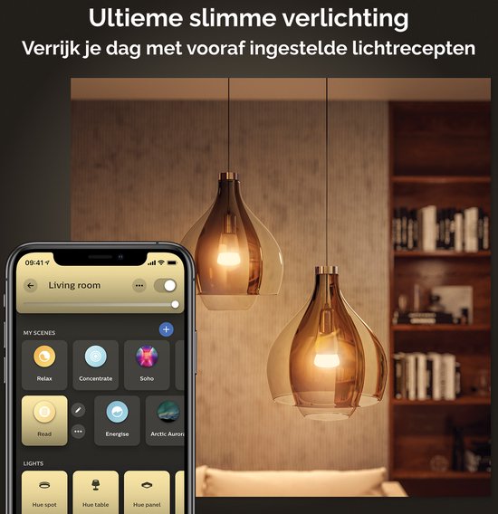Kit de démarrage Philips Hue - White Ambiance - 3 ampoules - E27 - 1100lm - 1 variateur de lumière