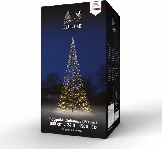 Fairybell Smart Magic Vlaggenmast Kerstboom – 8 m – 1500 LED