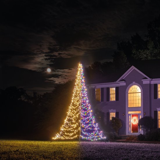 Fairybell® Vlaggenmast Kerstboom 4m – 1500 LED (Warm Wit & Multicolor)