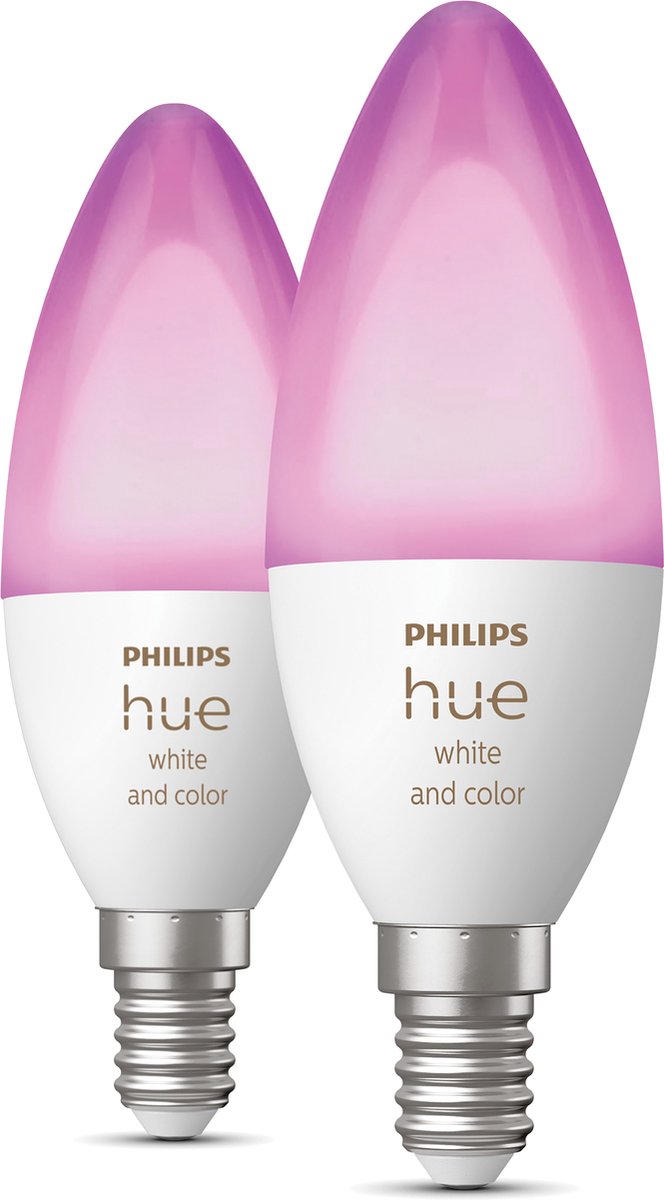 Philips Hue Candle Lamp Fuente de luz E14 Duo - luz blanca y de color - 5,2 W - Bluetooth - 2 Piezas