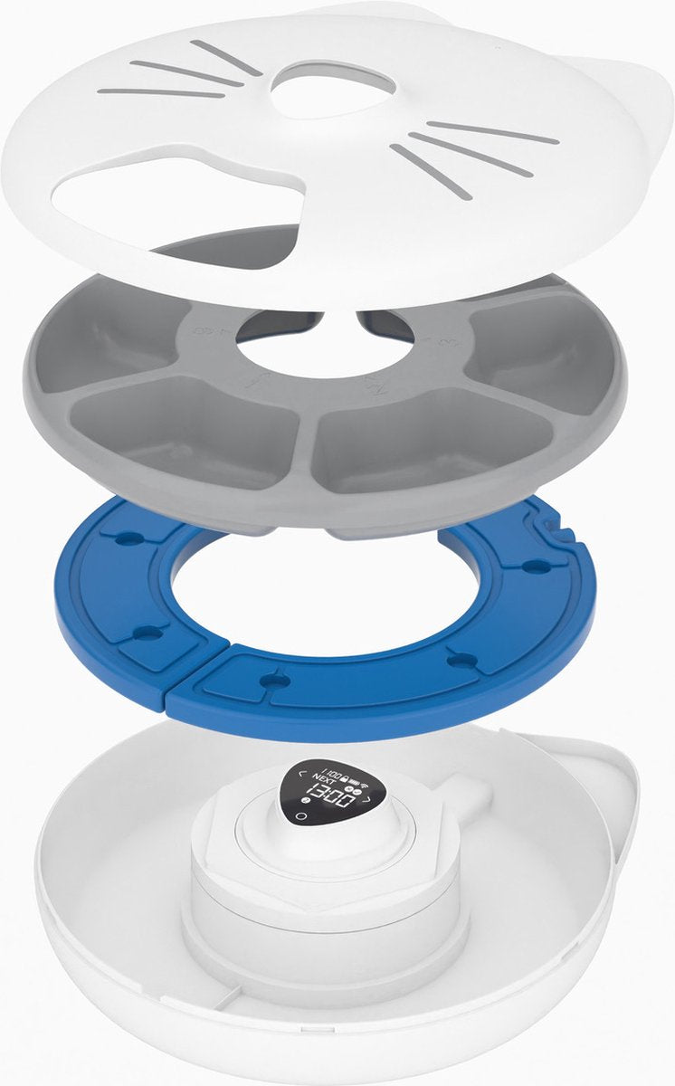 Catit Voerautomaat Kat - Pixi Smart 6-meal Feeder - 6 x 170ml - 37 x 34.5 cm - Wit