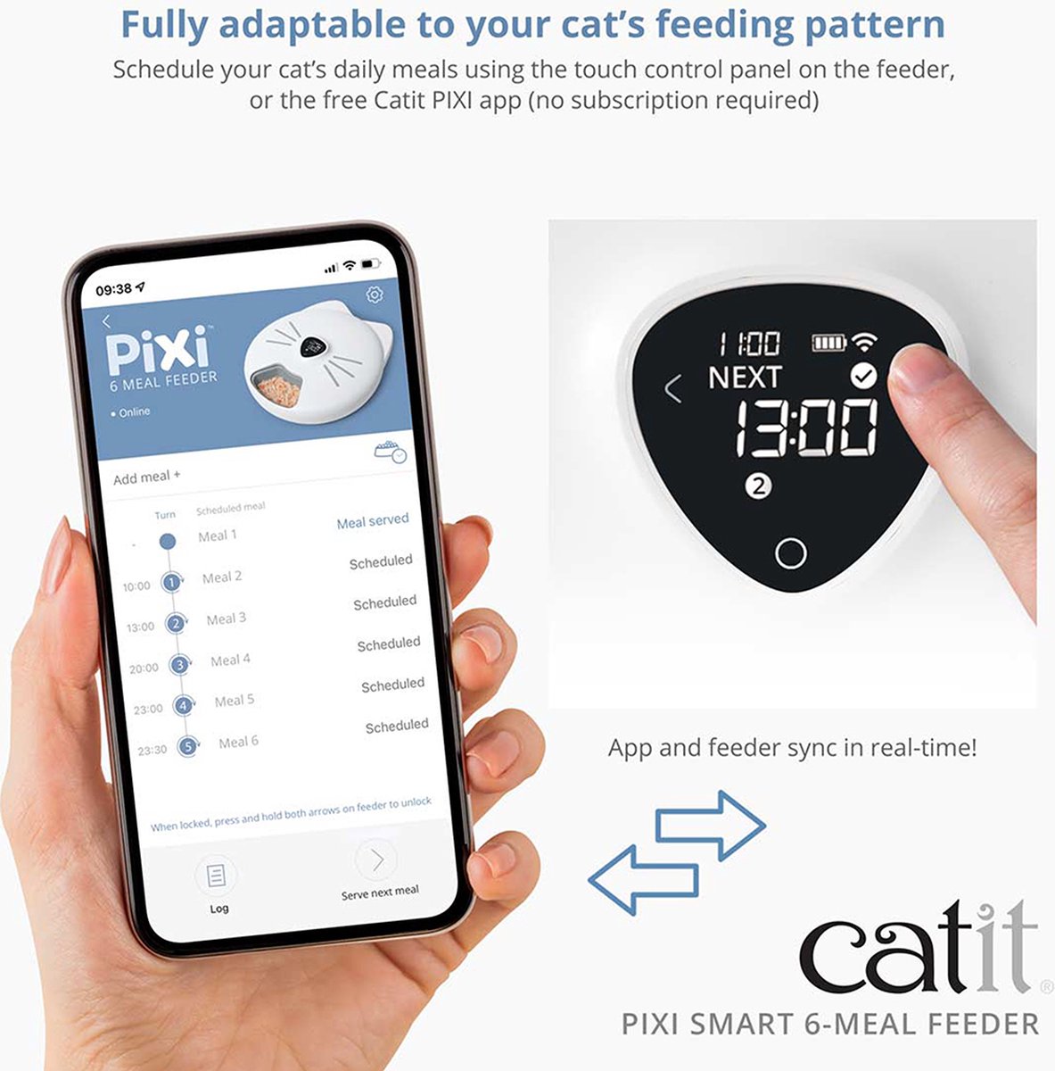Catit Voerautomaat Kat - Pixi Smart 6-meal Feeder - 6 x 170ml - 37 x 34.5 cm - Wit
