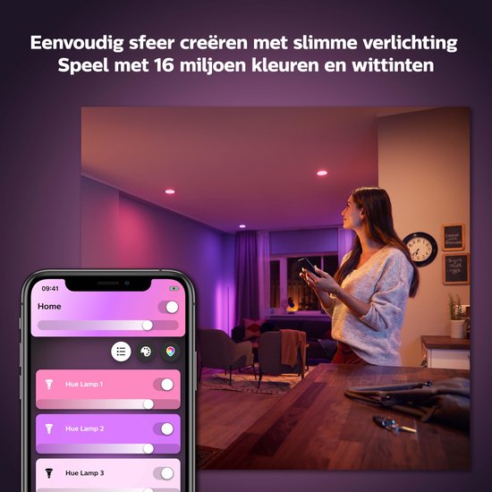 Philips Hue Slimme Lichtbron GU10 Spot - wit en gekleurd licht - 3-pack