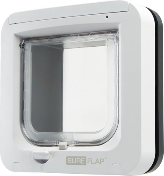 SureFlap Microchip Kattenluik – Grijs/Wit | Automatisch kattenluik met chipherkenning