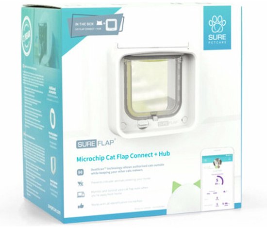 SureFlap Microchip Kattenluik Connect Bundel - Kattenluik - Wit - 14,2 x 12 cm